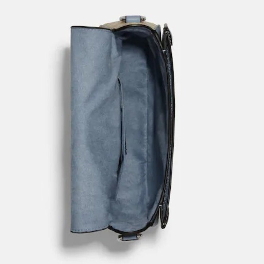 Coach Georgie Saddle Bag In Signature Canvas Light Khaki / Marble Blue - Picture 3 of 16